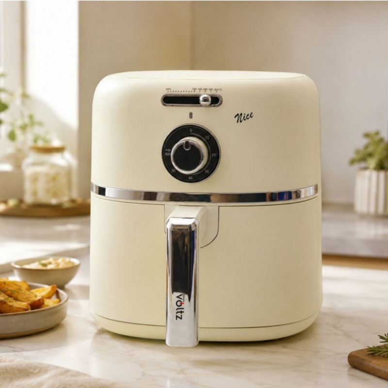 Friteuză cu aer cald Oliver Voltz Nice OV51980PR, 1500 W, 4,2 l, 60-200 °C, cronometru de 60 min, strat antiaderent, culoare crem
