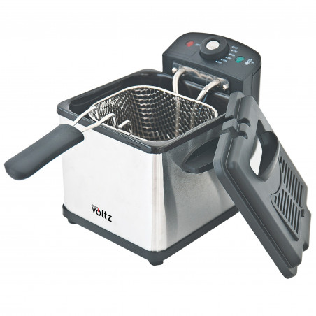 Mini-friteuză Oliver Voltz OV51980CG, 1000 W, 1,2 l, 0-190 °C, oțel inoxidabil, indicatoare luminoase, inox/negru