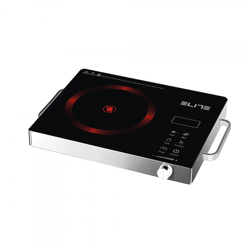 Plită cu infraroșu cu un singur ochi Elite EFP-1293TP, 2200 W, 20 cm, afișaj LED, comandă tactilă, cronometru, sticlă ceramică, oțel inoxidabil