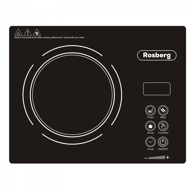 Plita cu infrarosu Rosberg R51445P, 2200 W, 28 x 36 cm, 11 trepte temperatura, Afisaj LED, Negru