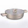 Oală joasă Swiss Haus SH-SCLC24CH, 2,8 l, 24 cm, acoperire ceramică Sapphire, cuptor până la 160 °C, inducție, culoare șampanie