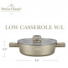 Oală joasă Swiss Haus SH-SCLC24CH, 2,8 l, 24 cm, acoperire ceramică Sapphire, cuptor până la 160 °C, inducție, culoare șampanie