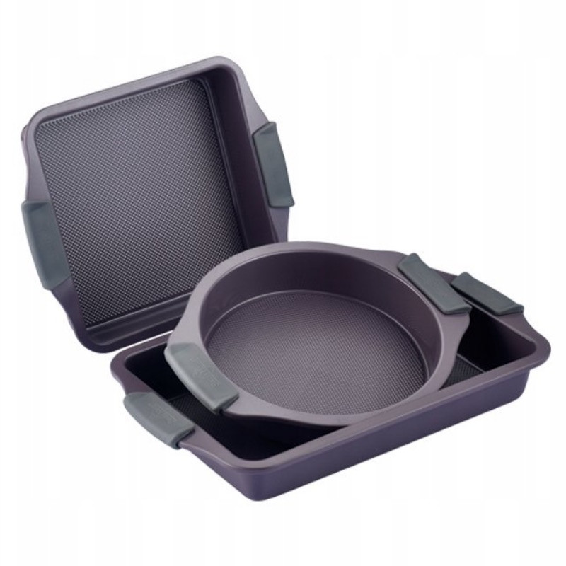 Set de vase de copt Swiss Haus SH-3BST, 3 buc., oțel carbon, LFGB, acoperire ceramică Sapphire, cuptor până la 230 °C, violet închis