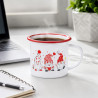 Cana emailata Rosberg R51306A7, 250 ml, 7x7 cm, Margine rotunjita, Tema de Craciun, Alb/Rosu