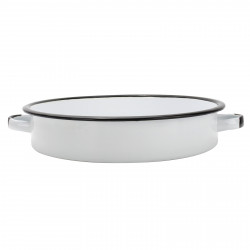 Tava rotunda emailata cu manere Rosberg R51222PR16, Ø16x4,5 cm, Alba