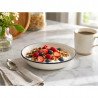 Castron emailat Rosberg R51222OR22, 22x5 cm, Margine rotunjita, Alb
