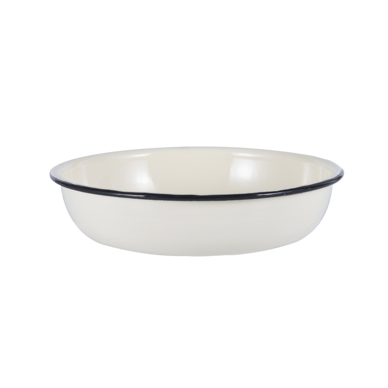 Castron emailat Rosberg R51222OR18, 18x4 cm, Margine rotunjita, Alb