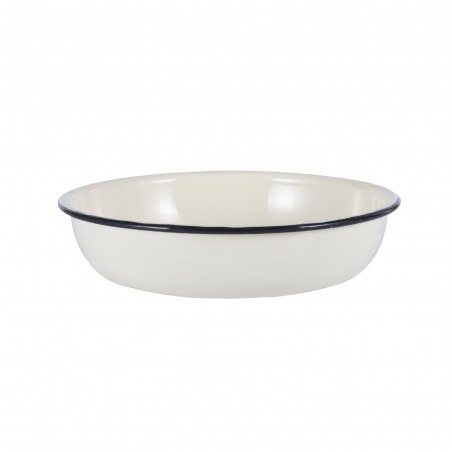 Castron emailat Rosberg R51222OR18, 18x4 cm, Margine rotunjita, Alb