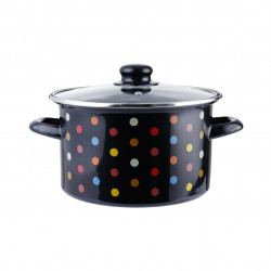 Oala din otel emailat cu capac Rosberg Premium RP54518I22G, Ø22x13 cm, 3,5 l, Toate plitele inclusiv inductie, Negru