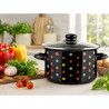 Oala din otel emailat cu capac Rosberg Premium RP54518I22G, Ø22x13 cm, 3,5 l, Toate plitele inclusiv inductie, Negru