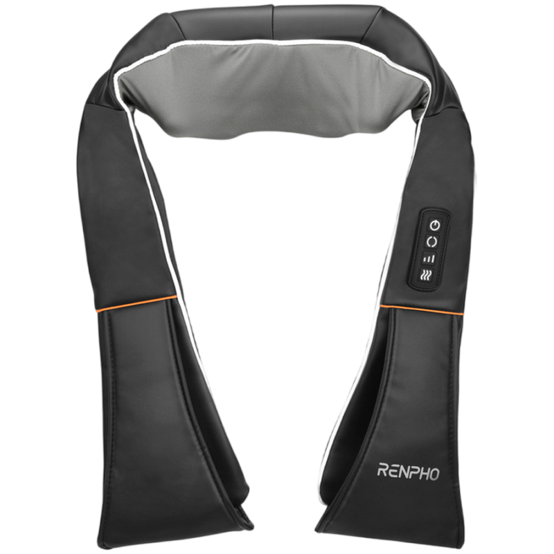 Aparat de masaj Shiatsu RENPHO U-Neck 1, 24 W, 8 capete, 2 directii, 3 niveluri de intensitate, Incalzire pana la 47 °C, Piele PU + material respirabil, Negru