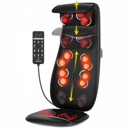 Perna de masaj Shiatsu RENPHO Neck & Back Massage Cushion - S-, 48W, 4 zone, 3 niveluri, Încălzire până la 45 °C, Reglabilă, Telecomandă, Negru