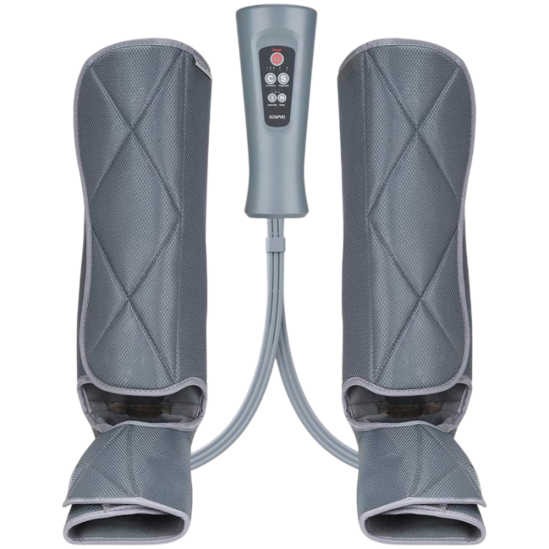 Aparat de masaj cu compresie pentru picioare RENPHO Foot & Calf Air Massager, 24 W, încălzire, 3 niveluri, moduri de masaj, memorie, indicator de încălzire, protecții, gri