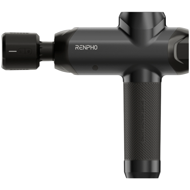 Pistol de masaj RENPHO Power+, 15 W, 150 min, 6 viteze, 1850-2600 rpm, 4 niveluri de răcire/încălzire, cronometru, ecran tactil, Bluetooth, negru