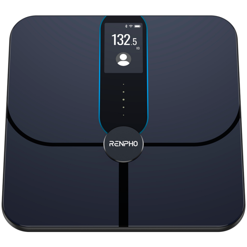 Cântar inteligent RENPHO Smart WiFi, până la 180 kg, 13 parametri, recunoașterea utilizatorului, sincronizare cu aplicații mobile, analiză prin bioimpedanță, USB-C, albastru închis