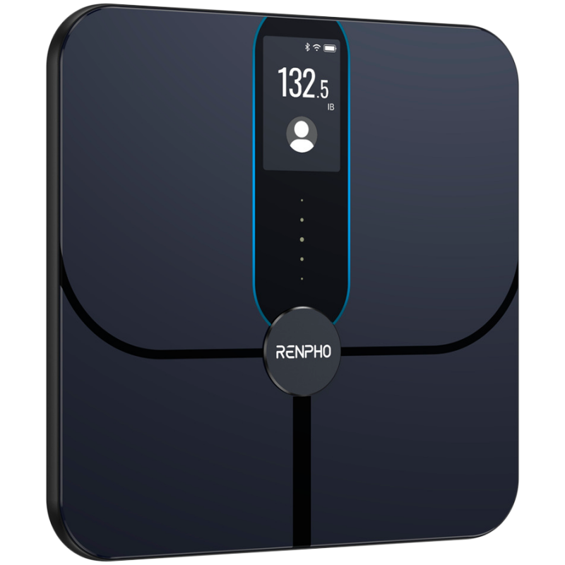 Cântar inteligent RENPHO Smart WiFi, până la 180 kg, 13 parametri, recunoașterea utilizatorului, sincronizare cu aplicații mobile, analiză prin bioimpedanță, USB-C, albastru închis
