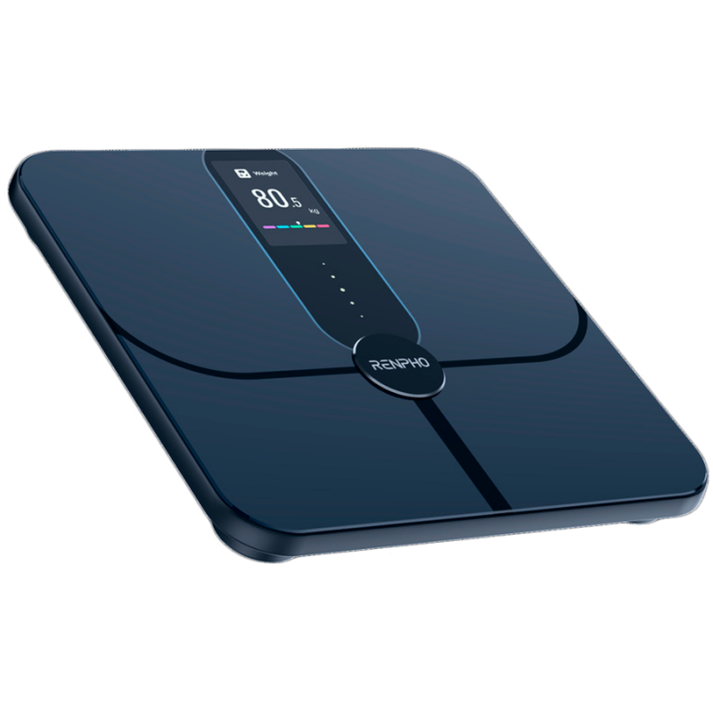 Cântar inteligent RENPHO Smart WiFi, până la 180 kg, 13 parametri, recunoașterea utilizatorului, sincronizare cu aplicații mobile, analiză prin bioimpedanță, USB-C, albastru închis