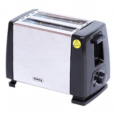 Prajitor de paine Rosberg R51440AS, 750W, 2 felii, 6 trepte de prajire, Negru/Inox