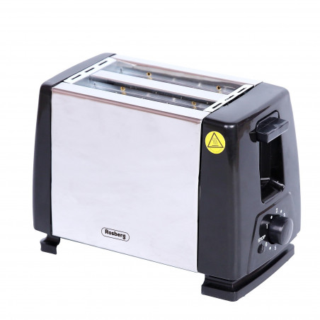 Prajitor de paine Rosberg R51440AS, 750W, 2 felii, 6 trepte de prajire, Negru/Inox