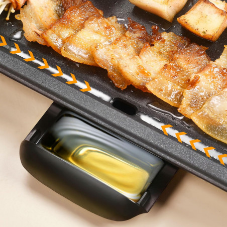 Grătar teppanyaki Swiss Haus Basel Premium SH-TP70, 1800 W, 70 × 23 cm, acoperire ceramică, termostat, tavă pentru grăsime, fără BPA și PFAS, negru