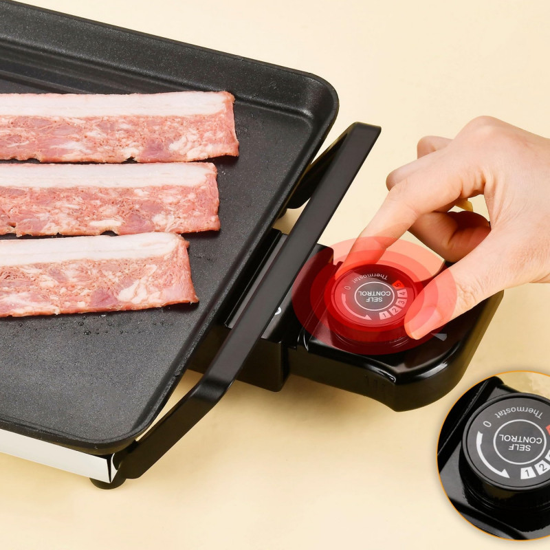 Grătar teppanyaki Swiss Haus Basel Premium SH-TP70, 1800 W, 70 × 23 cm, acoperire ceramică, termostat, tavă pentru grăsime, fără BPA și PFAS, negru