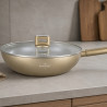 Tigaie Swiss Haus Speiez Castle SH-SCW28CH, 4,2 l, 28 cm, acoperire ceramică Sapphire, capac din sticlă cu orificiu pentru aburi, compatibilă cu plitele cu inducție, culoare șampanie