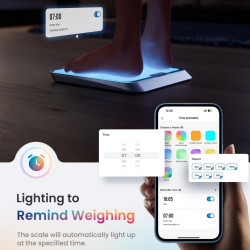 Cântar inteligent RENPHO Elis Chroma, până la 180 kg, 13 indicatori, LED, RGB, Wi-Fi, Bluetooth, 8 profiluri, recunoaștere, aplicație mobilă, USB-C, crom