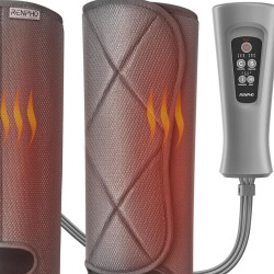 Aparat de masaj cu compresie pentru picioare RENPHO Foot & Calf Air Massager, 24 W, încălzire, 3 niveluri, moduri de masaj, memorie, indicator de încălzire, protecții, gri