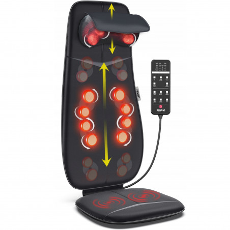 Perna de masaj Shiatsu RENPHO Neck & Back Massage Cushion - S-, 48W, 4 zone, 3 niveluri, Încălzire până la 45 °C, Reglabilă, Telecomandă, Negru