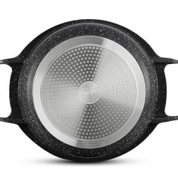 Oală Swiss Haus SH-MC24B, 4,3 l, 24 cm, acoperire ceramică Sapphire, cuptor până la 220 °C, plită cu inducție, negru