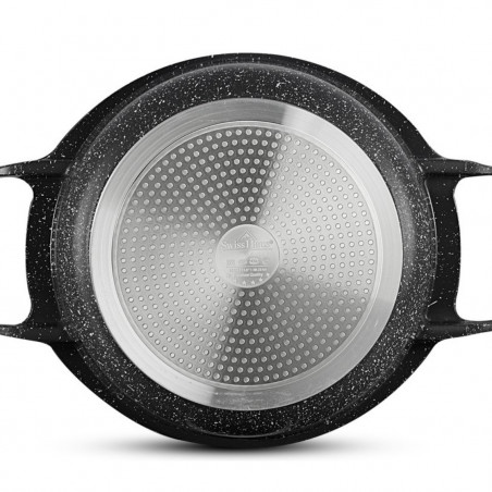 Oală Swiss Haus SH-MC24B, 4,3 l, 24 cm, acoperire ceramică Sapphire, cuptor până la 220 °C, plită cu inducție, negru