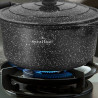 Oală Swiss Haus SH-MC24B, 4,3 l, 24 cm, acoperire ceramică Sapphire, cuptor până la 220 °C, plită cu inducție, negru