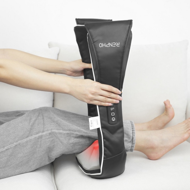 Aparat de masaj Shiatsu RENPHO U-Neck 1, 24 W, 8 capete, 2 directii, 3 niveluri de intensitate, Incalzire pana la 47 °C, Piele PU + material respirabil, Negru