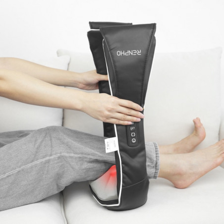 Aparat de masaj Shiatsu RENPHO U-Neck 1, 24 W, 8 capete, 2 directii, 3 niveluri de intensitate, Incalzire pana la 47 °C, Piele PU + material respirabil, Negru