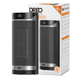 Încălzitor cu ventilator DREO Solaris 619, 2000 W, 20 m², PTC, 5 moduri de funcționare, 8 niveluri de protecție, cronometru, telecomandă, rotire la 70°, 5–35 °C, Negru/gri