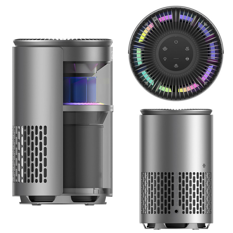 Purificator de aer DREO 530AS, 25 m², 221 m³/h, aspirație la 360°, True HEPA, Wi-Fi, cronometru, ultra silențios, senzor de calitate a aerului, negru