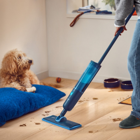 Mop electric Philips OneUp 3000 XV3101/01, 50 min, 50 m², 312/270 ml, cap rotativ la 360°, indicator LED, încărcare USB-C, albastru