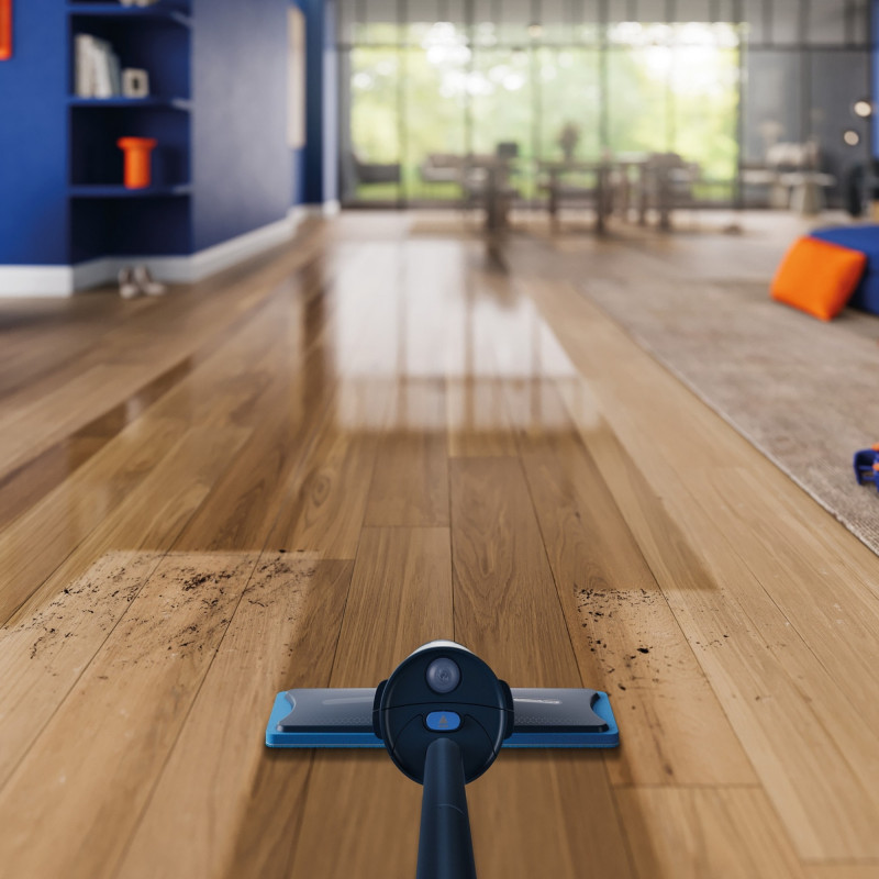 Mop electric Philips OneUp 3000 XV3101/01, 50 min, 50 m², 312/270 ml, cap rotativ la 360°, indicator LED, încărcare USB-C, albastru