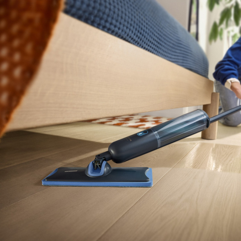 Mop electric Philips OneUp 3000 XV3101/01, 50 min, 50 m², 312/270 ml, cap rotativ la 360°, indicator LED, încărcare USB-C, albastru