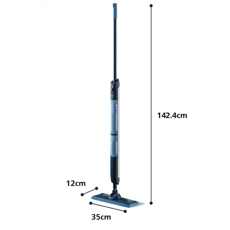 Mop electric Philips OneUp 3000 XV3101/01, 50 min, 50 m², 312/270 ml, cap rotativ la 360°, indicator LED, încărcare USB-C, albastru