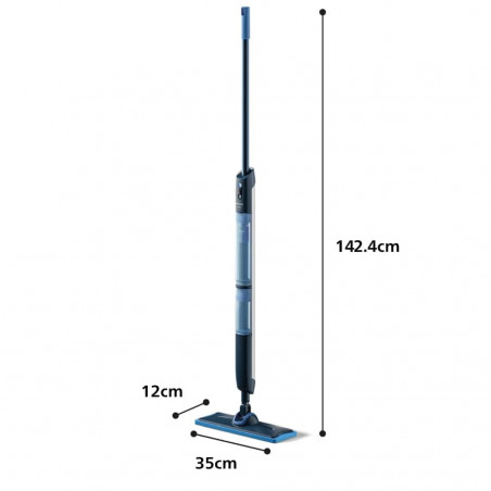 Mop electric Philips OneUp 3000 XV3101/01, 50 min, 50 m², 312/270 ml, cap rotativ la 360°, indicator LED, încărcare USB-C, albastru