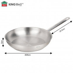 Tigaie Kinghoff KH 2020, 28 cm, Otel inoxidabil - 21CT, Uz casnic si profesional, Cuptor pana la 240°C, Toate plitele inclusiv inductie, Argintiu