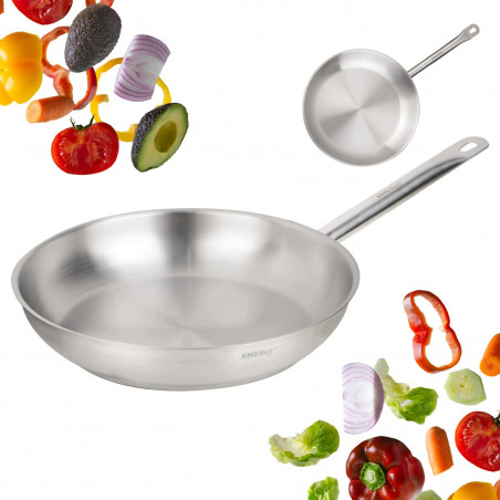 Tigaie Kinghoff KH 2019, Otel inoxidabil - 21CT, 24 cm, Uz casnic si profesional, Cuptor pana la 240°C, Toate plitele inclusiv inductie, Argintiu
