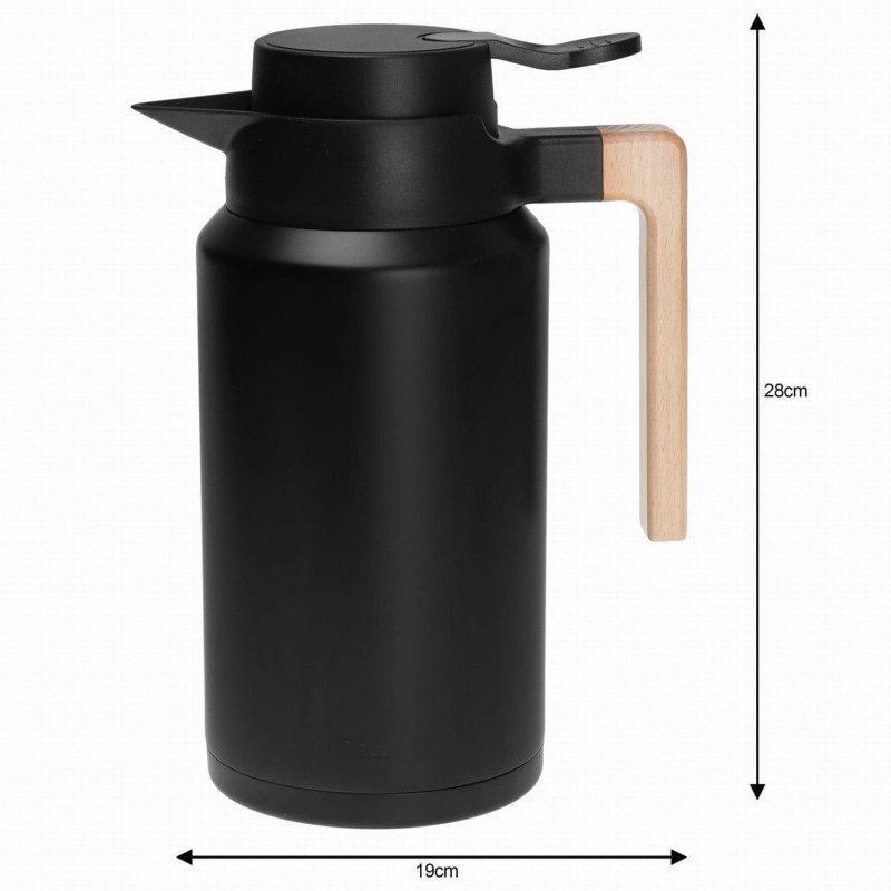 Termos Klausberg KB 7611, 2 l, izolație sub vid, cu pereți dubli, capac etanș, oțel inoxidabil, fără BPA, negru