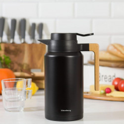 Termos Klausberg KB 7611, 2 l, izolație sub vid, cu pereți dubli, capac etanș, oțel inoxidabil, fără BPA, negru
