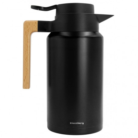 Termos Klausberg KB 7611, 2 l, izolație sub vid, cu pereți dubli, capac etanș, oțel inoxidabil, fără BPA, negru
