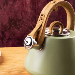 Ceainic cu fluier Klausberg KB 9062, 2,5 l, oțel inoxidabil, mâner care nu se încălzește, compatibil cu plitele cu inducție, verde
