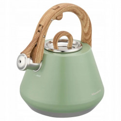 Ceainic cu fluier Klausberg KB 9062, 2,5 l, oțel inoxidabil, mâner care nu se încălzește, compatibil cu plitele cu inducție, verde