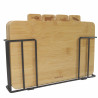 Set de 4 tăvi de tăiat cu suport Kinghoff KH 2010, 28,5 x 20 cm, marcate, din bambus, negru