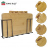 Set de 4 tăvi de tăiat cu suport Kinghoff KH 2010, 28,5 x 20 cm, marcate, din bambus, negru